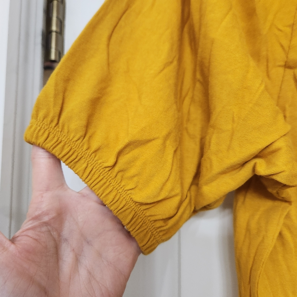NWT J. Crew Mustard Yellow Cotton Puff Sleeve Short Sleeve Shirt - Picture 4 of 5